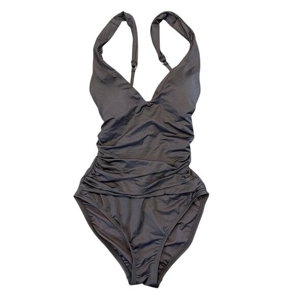 La Blanca Other - NWOT LA Blanca One-Piece Swimsuit Black Ruched V-Neck Corset Back, Size 4